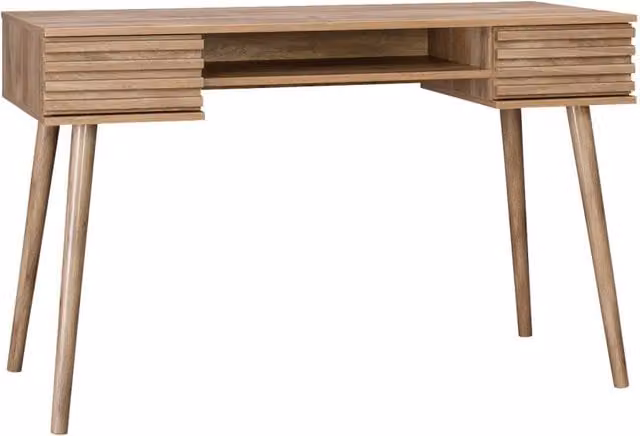 Scrivania moderna Sweeek in legno effetto eucalipto marrone, L: 120 cm, P: 60 cm, H: 76,5 cm – 1
