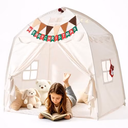 VEVOR Tenda da Gioco per Bambini con Struttura in Fibra di Vetro Beige