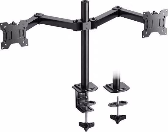 Supporto per Doppio Monitor da 13 a 30 Pollici con Braccio Ergonomico, Inclinazione e Rotazione, Colore Nero