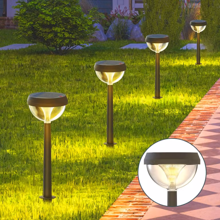 Lampade solari da giardino, grado di protezione IP54, set da 4, luce bianco caldo, 200 lumen