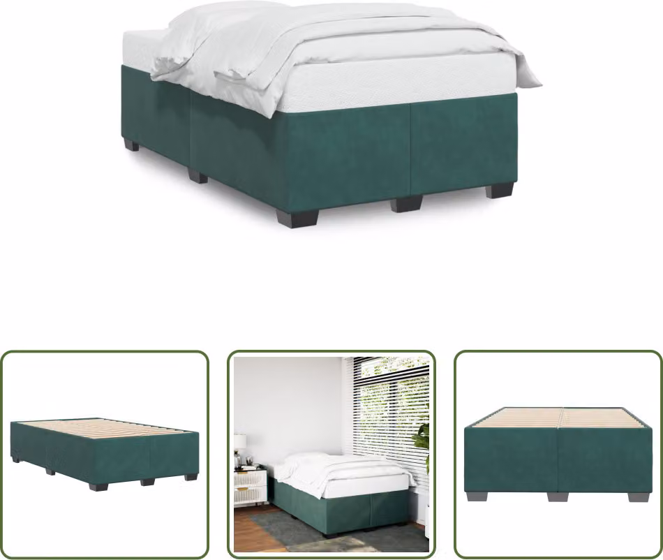 The Living Store Struttura letto in velluto verde scuro 120x190 cm