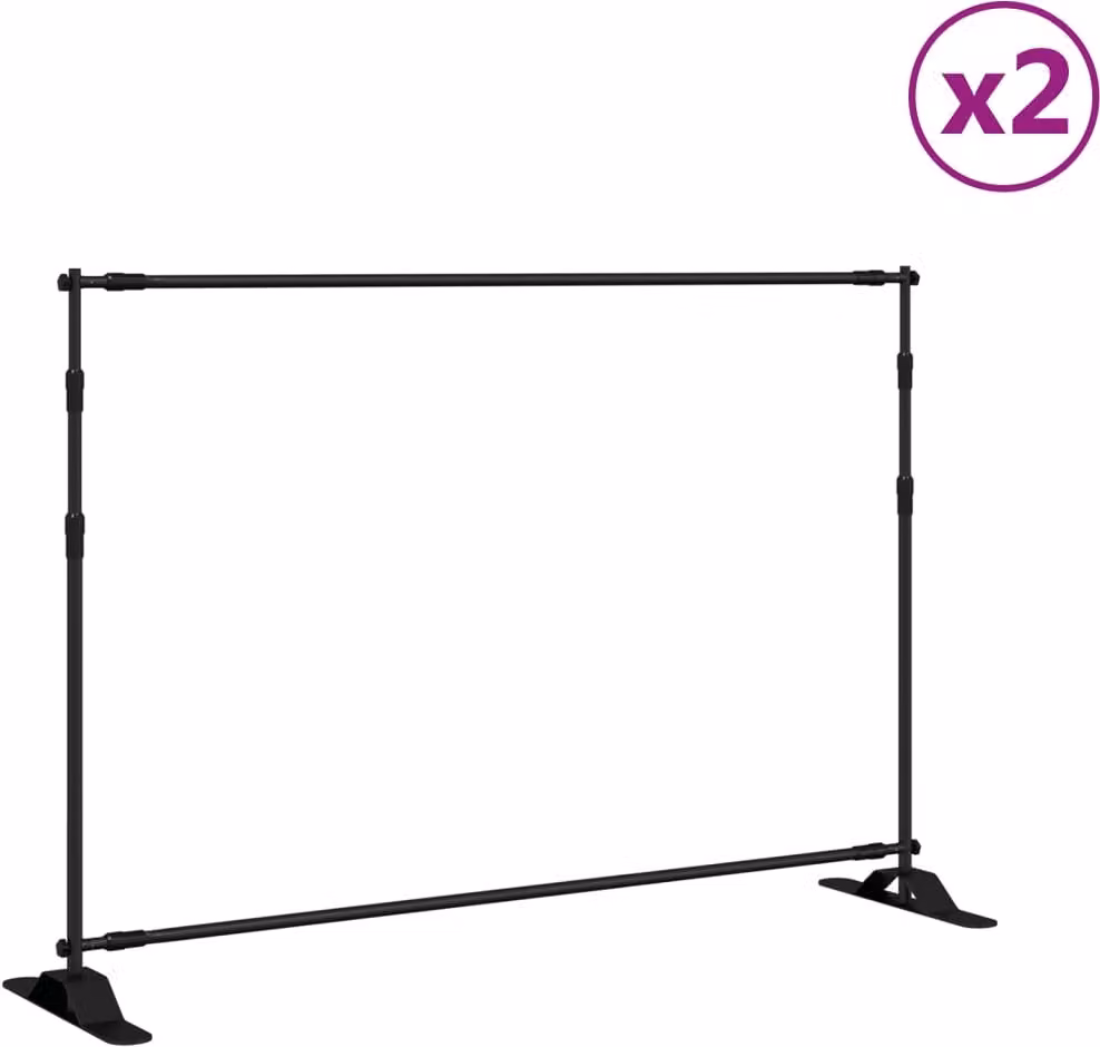Supporti per Fondali 2 pz Neri 305x243 cm in Acciaio