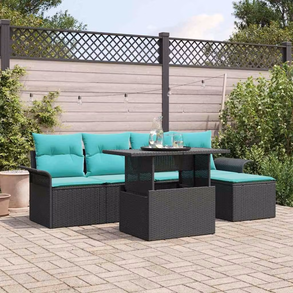Maison Exclusive - Set da giardino composto da 6 pezzi. Colore: nero. Materiale: rattan sintetico