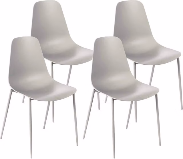 Set 4 Sedie 49x48,5x88 cm in Polipropilene Grigio Chiaro