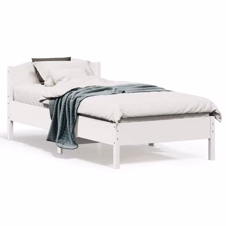 Letto in legno massello di pino bianco vidaXL con doghe piatte fisse L/P/H: 190 x 80 x 74,5 cm
