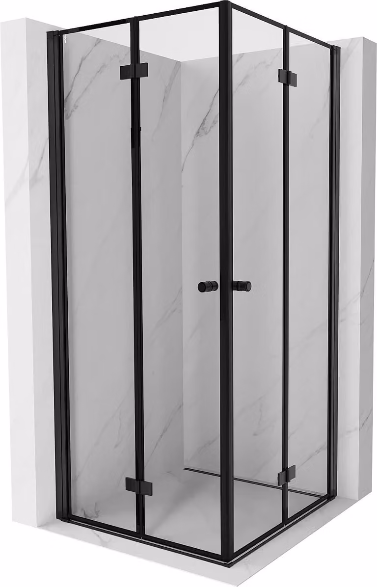 Mexen Mist-F Duo cabina doccia pieghevole 75 x 75 cm, cornice nera, nero - 8A6-075L-075P-70-70