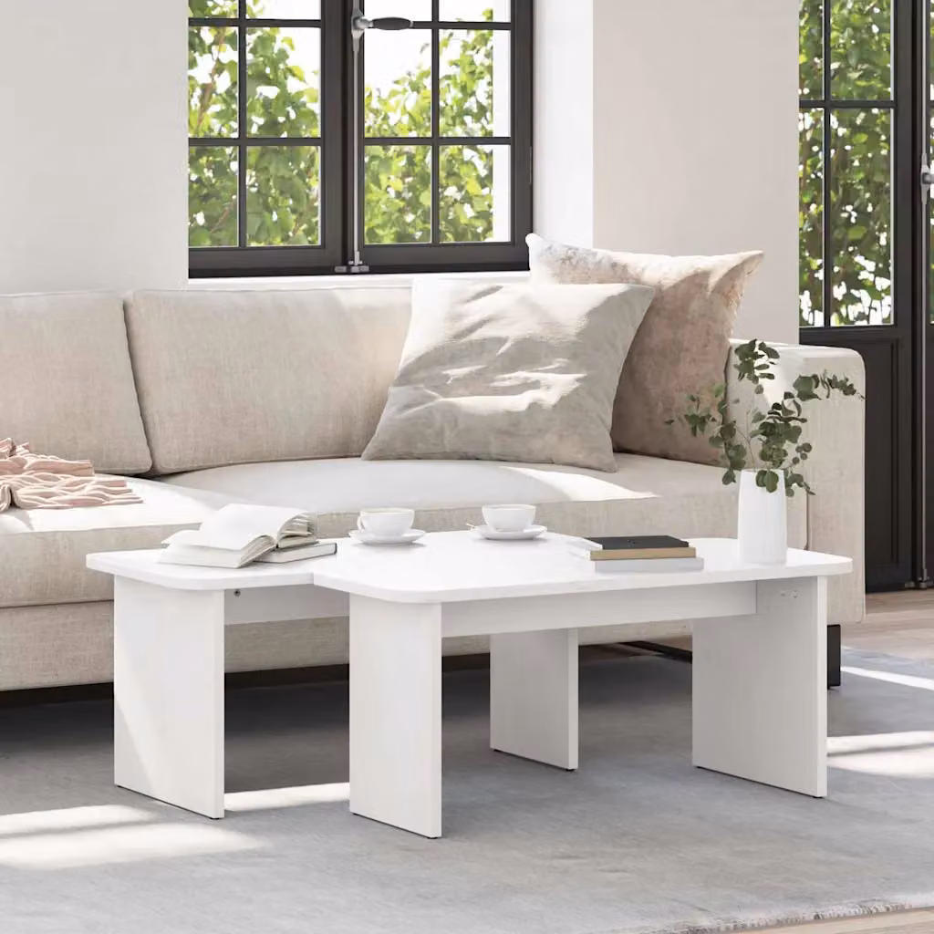 Set di 2 tavolini da salotto vidaXL in legno di pino bianco stile rustico L/P/H: 100 x 69 x 35,5 cm