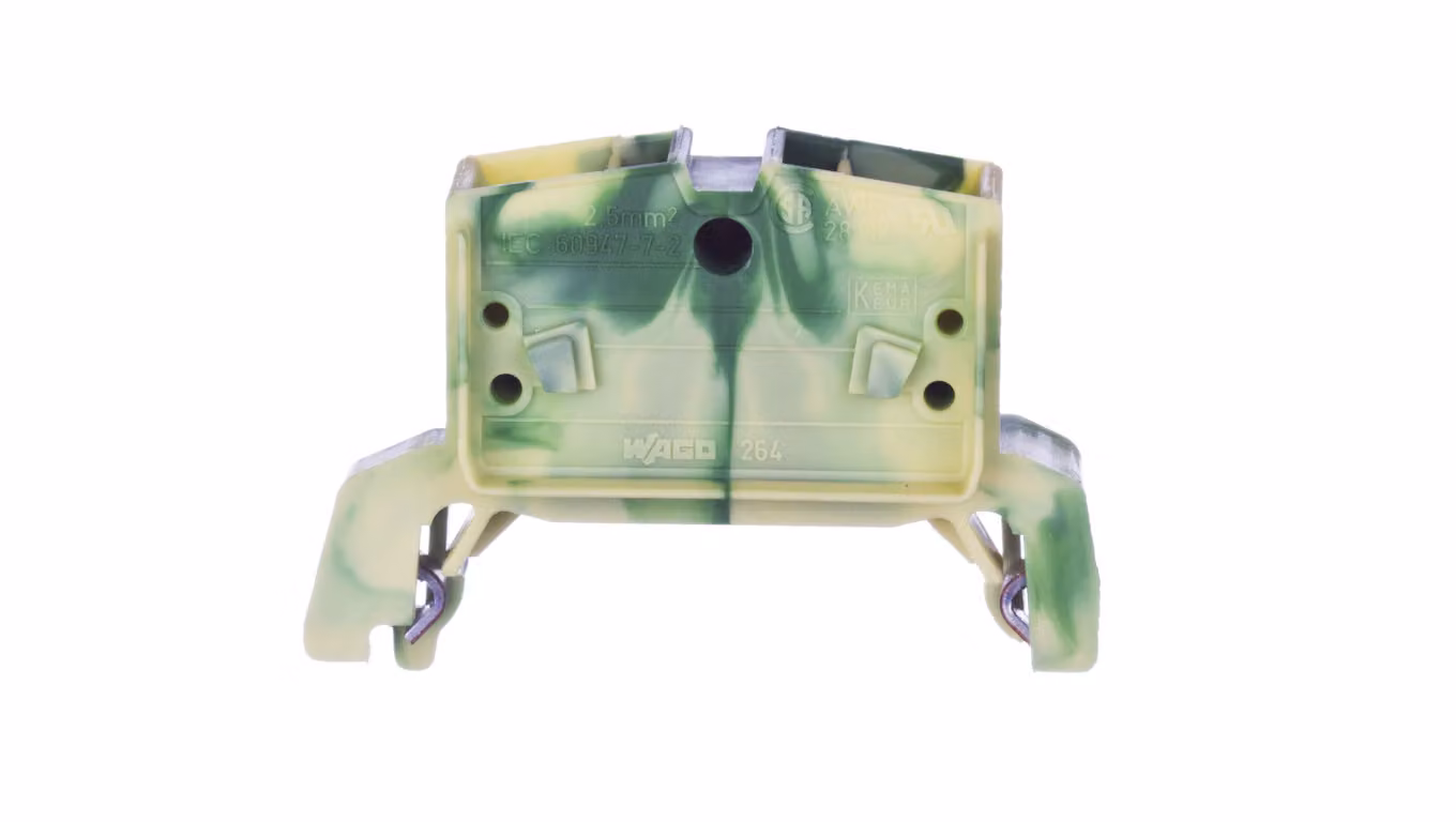Morsettiera PE a 4 fili 2,5mm2 giallo-verde 264-737