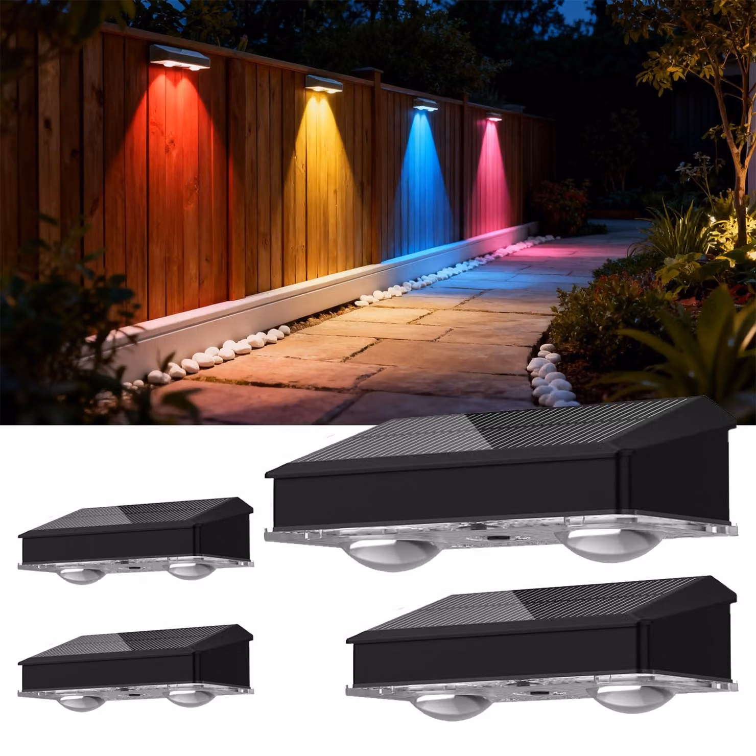 Lampade solari per recinzioni, confezione da 4, RGB, 50 lumen, IP65, impermeabili