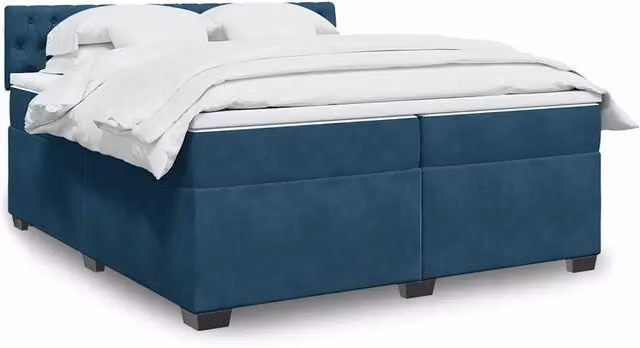 Letto Ibrido VIDAXL con Materasso Blu e Bianco in Velluto, L/P: 200 x 200 cm