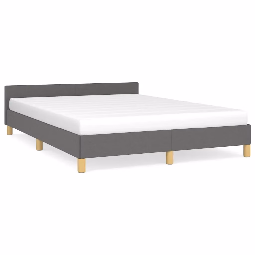 Struttura Letto Design Mania in Tessuto Grigio con Doghe in Legno L/P/H: 140 x 190 x 50 cm – 2