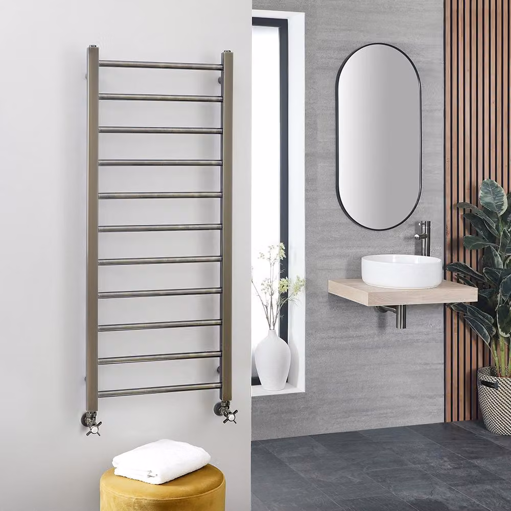Scaldasalviette Piatto Acciaio Inox Oro Scuro 1200x500mm - Termoarredo Bagno - Stile premium