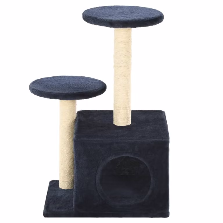 The Living Store Gatto Graffiatoio in Sisal 60 cm Blu scuro