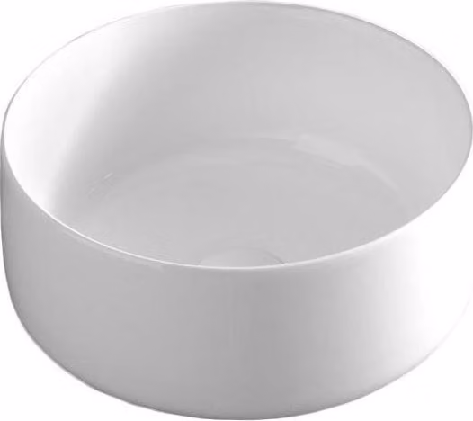 Lavabo da appoggio rotondo 35 cm, lucido, bianco.