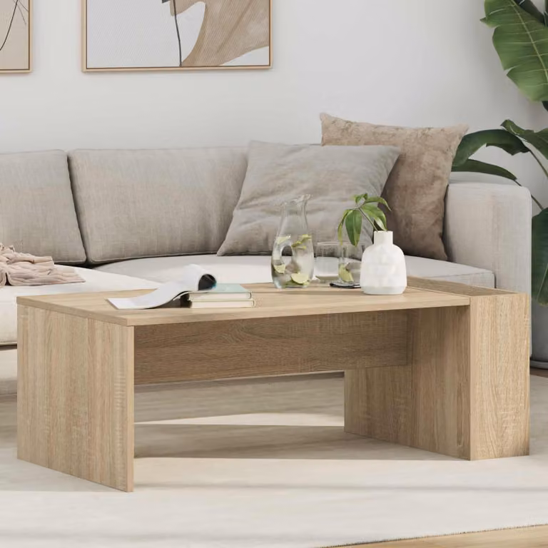 vidaXL Tavolino da salotto moderno in legno color rovere e beige L/P/H: 95 x 50 x 34 cm