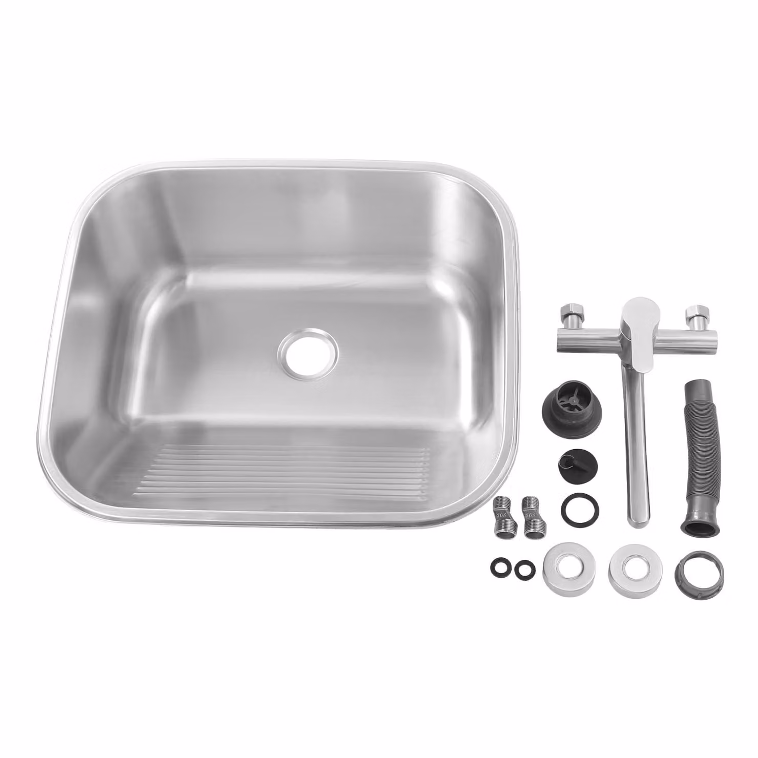 Lavello da cucina con rubinetto - 50x45x20 cm - Capacità: 30 litri - Acciaio inossidabile spazzolato