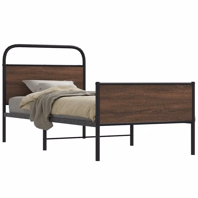 Giroletto senza materasso vidaXL in legno e metallo, colore marrone, L/P/H: 90 x 190 cm