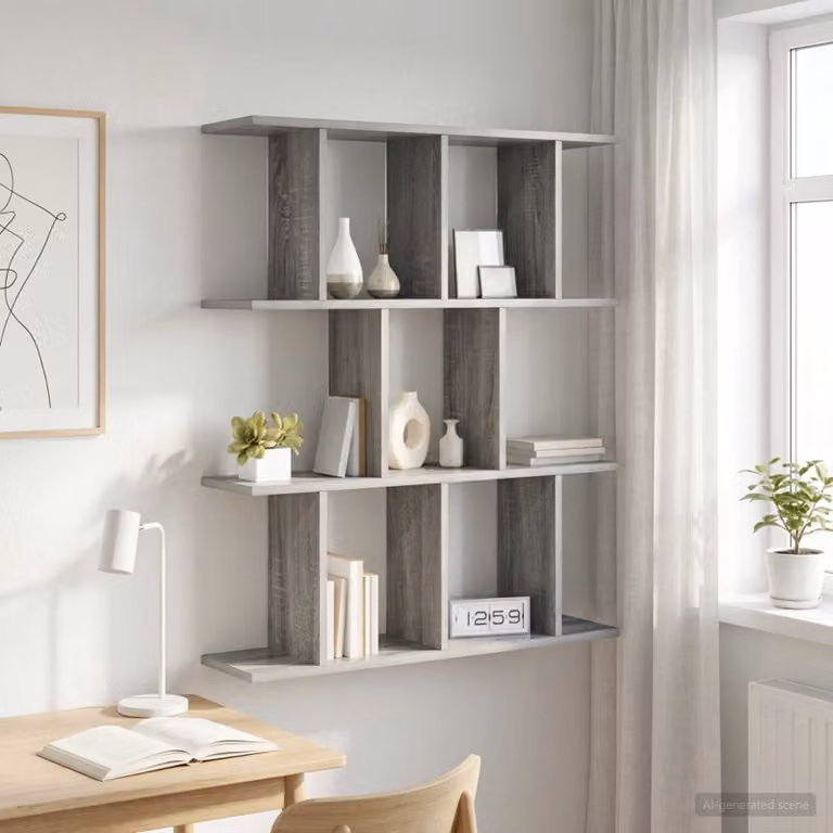 Scaffale da parete vidaXL in stile minimalista, colore grigio, L 102 x P 20 x H 96 cm