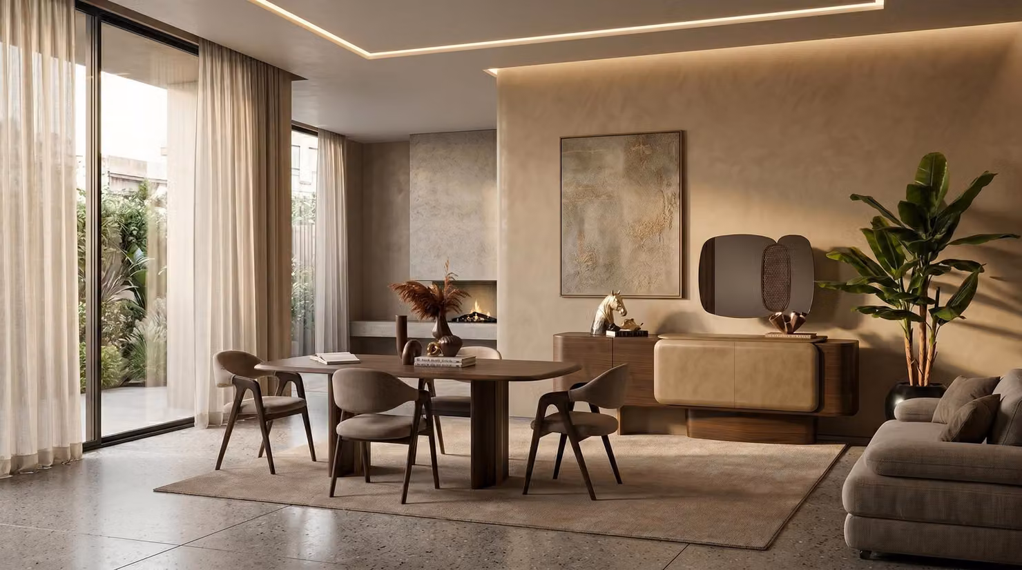 Elegante set da pranzo con tavolo e 4 sedie dal design moderno, ideale per la sala da pranzo