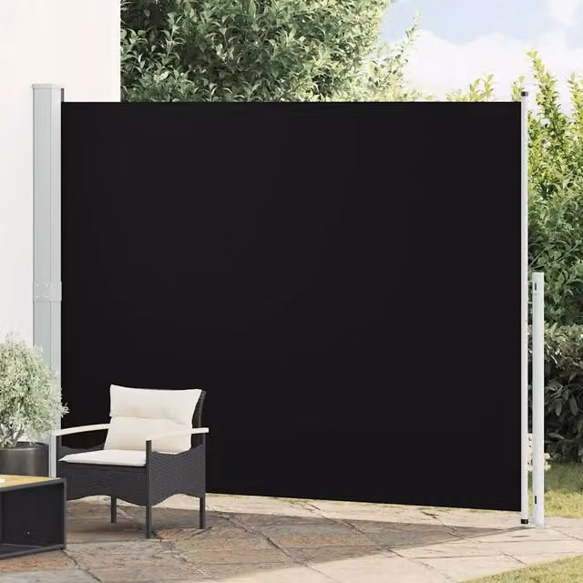 Tenda Laterale Retrattile per Patio e Balcone in Poliestere e Acciaio, Colore Nero o Grigio, L: 300 cm, H: 220 cm – 1
