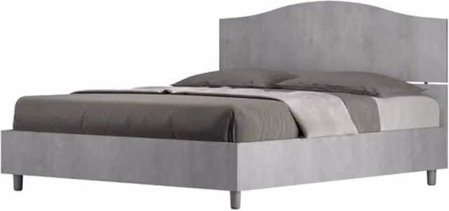 Letto matrimoniale Ityhome in tessuto grigio con struttura imbottita L: 160 cm, P: 200 cm, H: 114 cm – 1