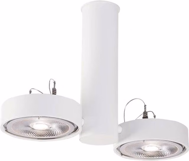 Faretto da soffitto doppio Shilo bianco tondo in metallo regolabile e dimmerabile con attacco GU10