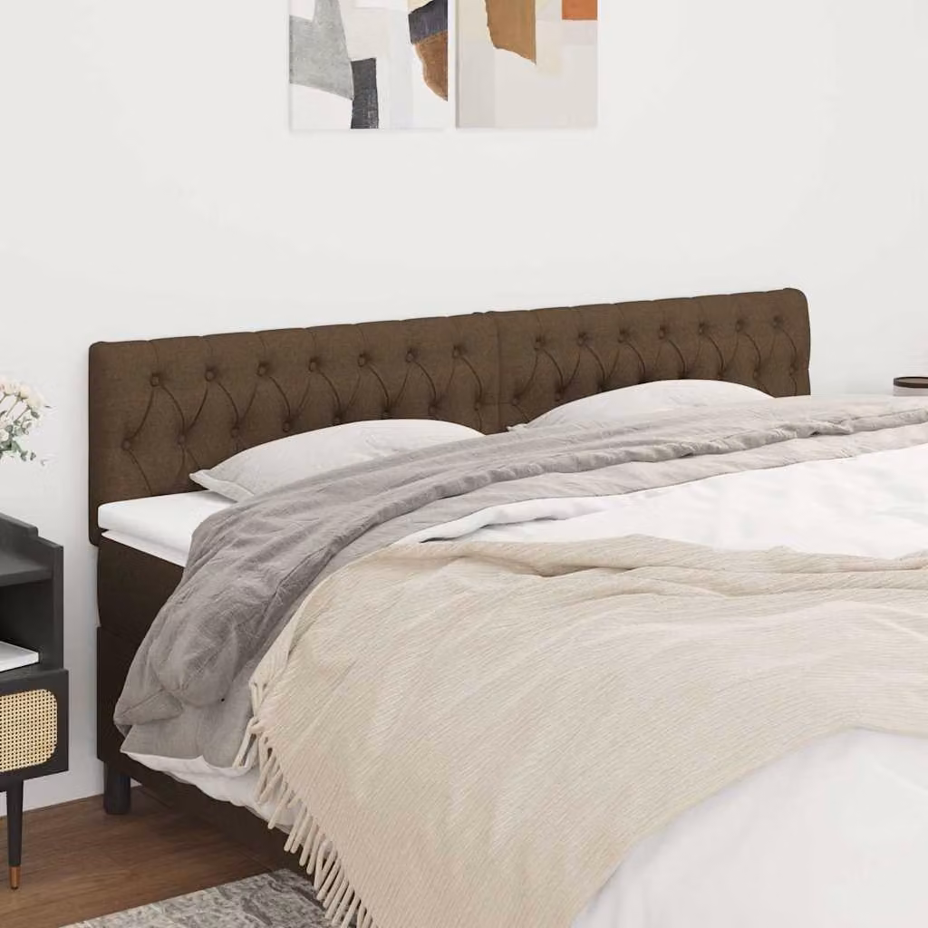 Testiera per letto vidaXL in tessuto marrone scuro con struttura in legno di larice L: 180 cm, P: 7 cm, H: 78/88 cm