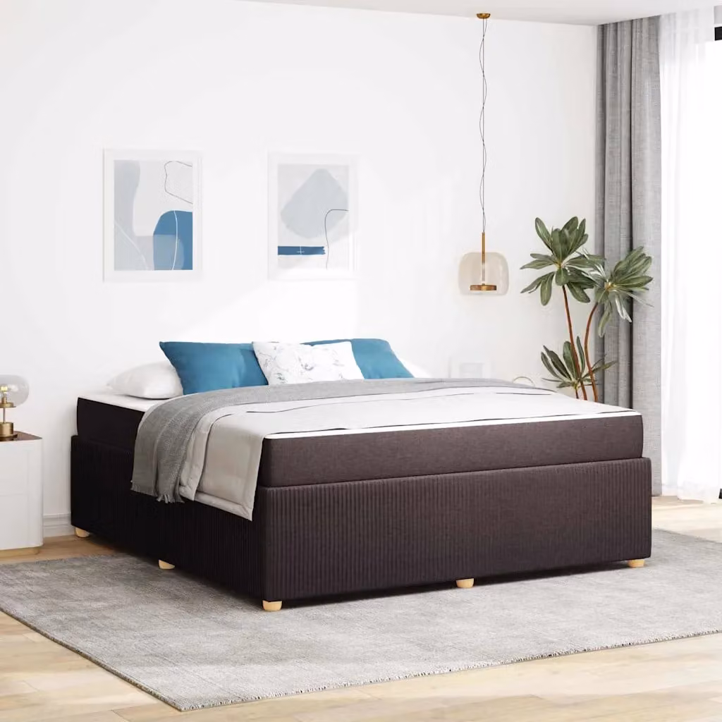 Struttura del letto imbottita vidaXL in tessuto marrone scuro L/P: 180 x 200 cm