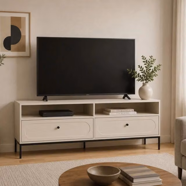 Limanesi, Mobile Porta tv 2 Cassetti, 150x40x60h cm Beige