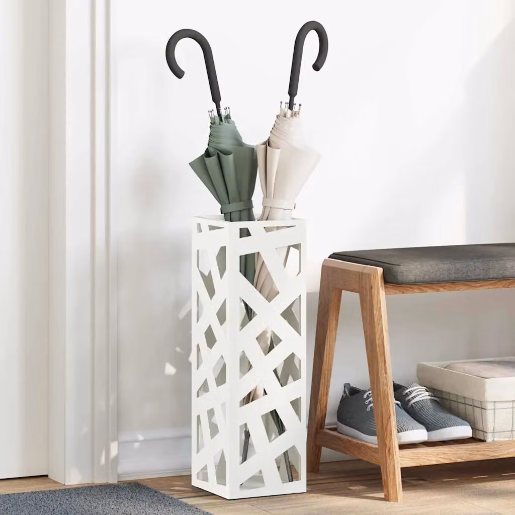 Stand per ombrelli da pioggia vidaXL in metallo bianco L/P/H: 15,5 x 15,5 x 49 cm