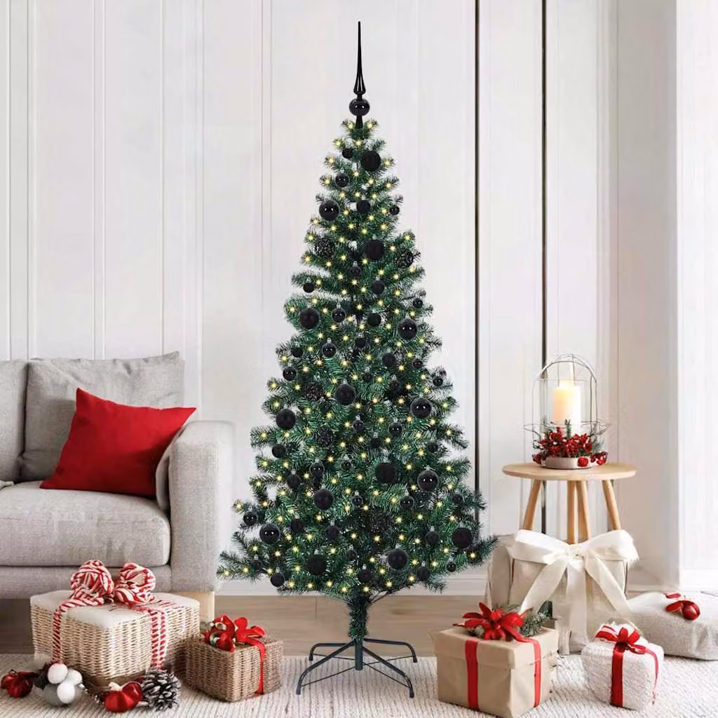Albero di Natale artificiale moderno vidaXL con luci LED bianco caldo, Verde, Altezza: 180 cm