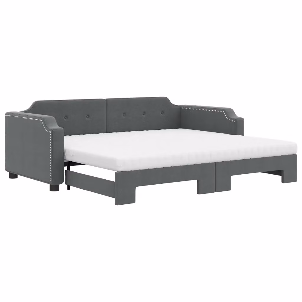 Divano Letto Estraibile vidaXL in Tessuto Grigio con Cassetto per Materasso 100x200 cm – 2