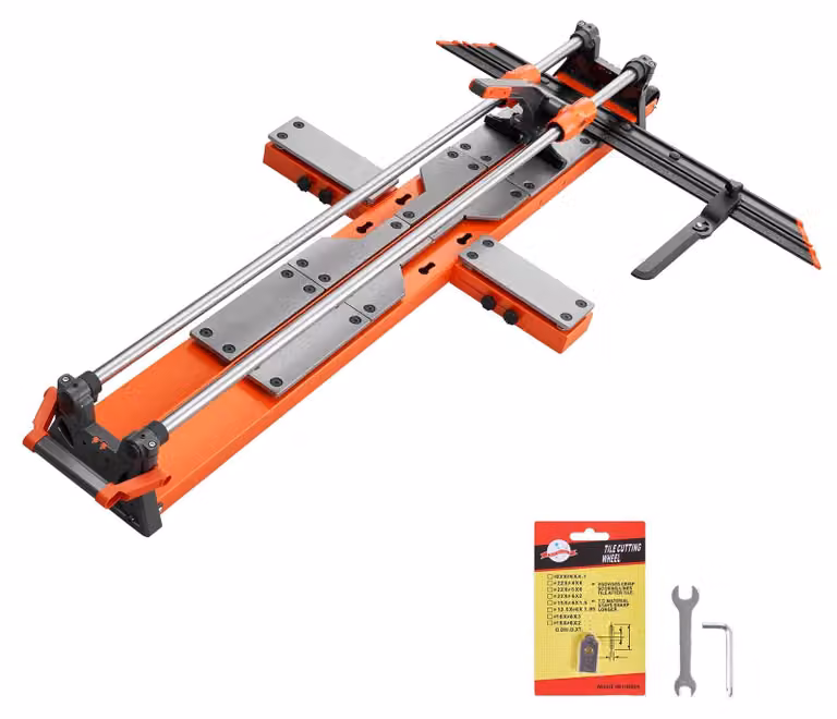 Tagliapiastrelle manuale da 120 cm - Macchina per tagliare piastrelle - Manuale - Testa di taglio scorrevole - Base a molla - Limitatore angolare - Disco di taglio in carburo - Adatto per piastrelle in Vetroceramica