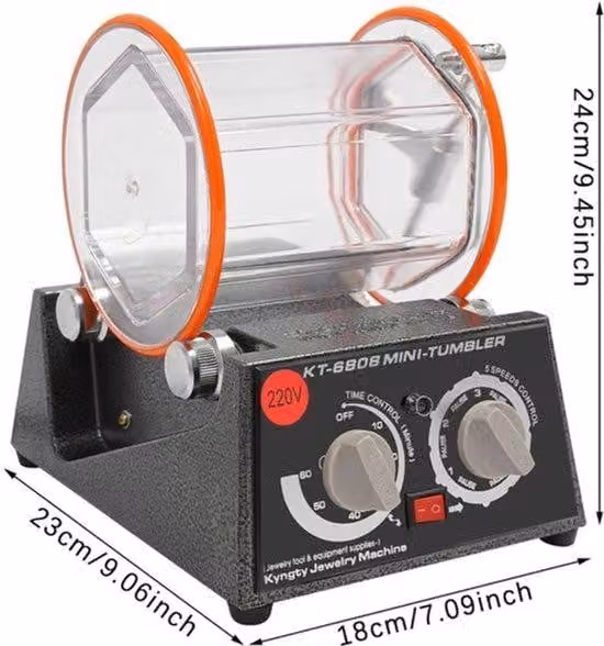 Macchina elettrica per la lucidatura di superfici, ideale per gioielli e metalli, con una potenza di 60 W e una velocità regolabile da 500 a 3000 giri al minuto
