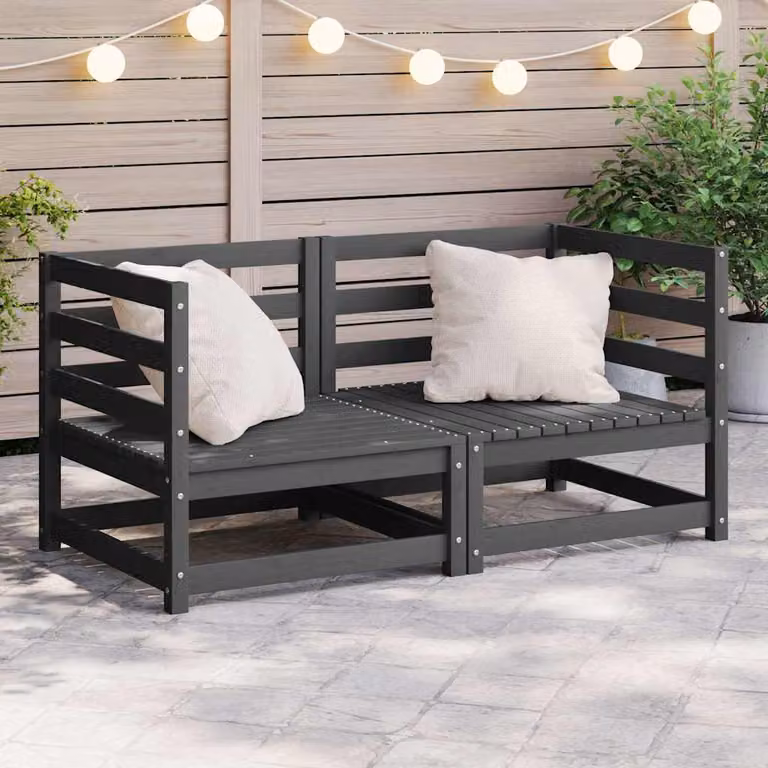 Set di 2 divani angolari da giardino vidaXL in massello di pino grigio