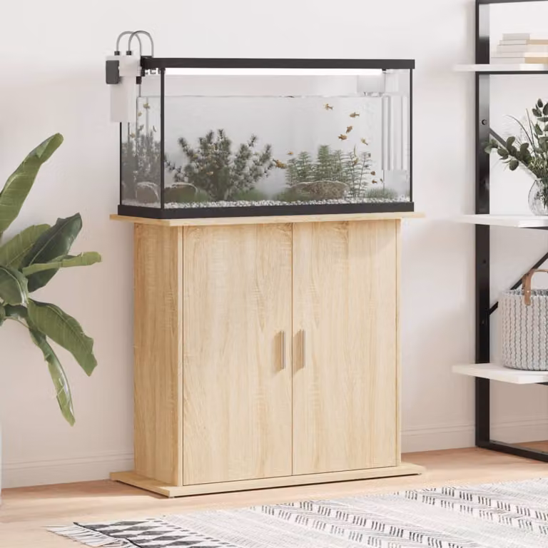 vidaXL Supporto per acquario in legno ingegnerizzato rovere Sonoma, L: 81 cm, P: 36 cm, H: 73 cm