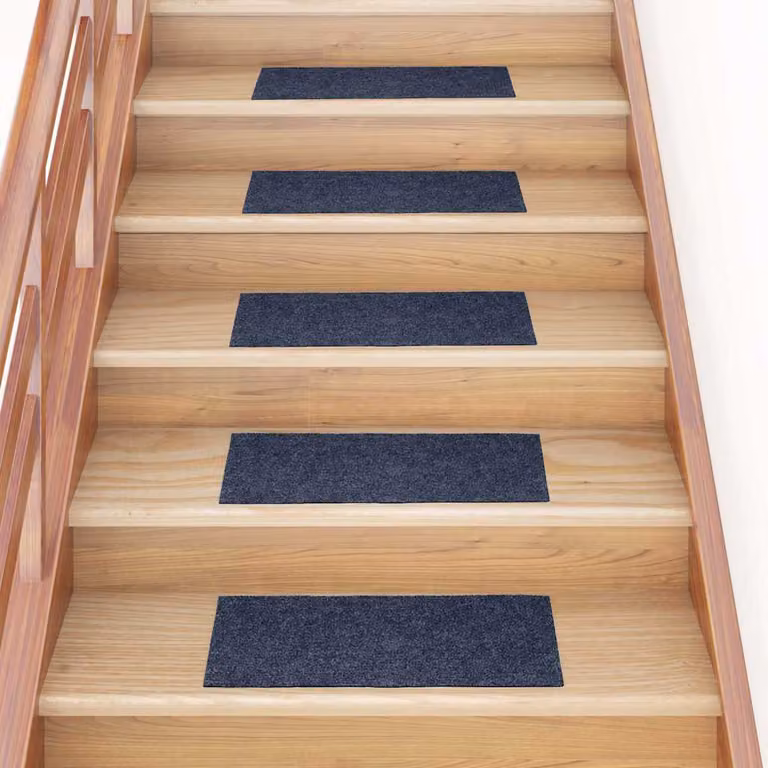Set di 15 tappetini autoadesivi per scale vidaXL, rettangolari, grigio e blu, L: 60 cm, P: 25 cm