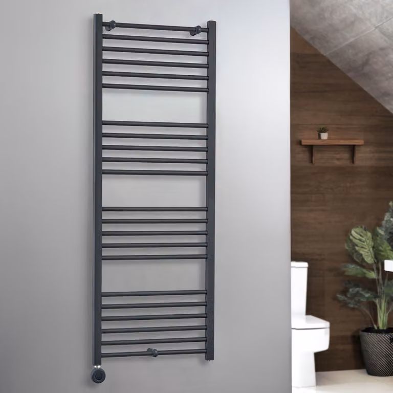 Scaldasalviette Elettrico Artle ECOSO by Hudson Reed Antracite con Elemento Termostatico Wi-Fi Cablato L: 60 cm, H: 160 cm