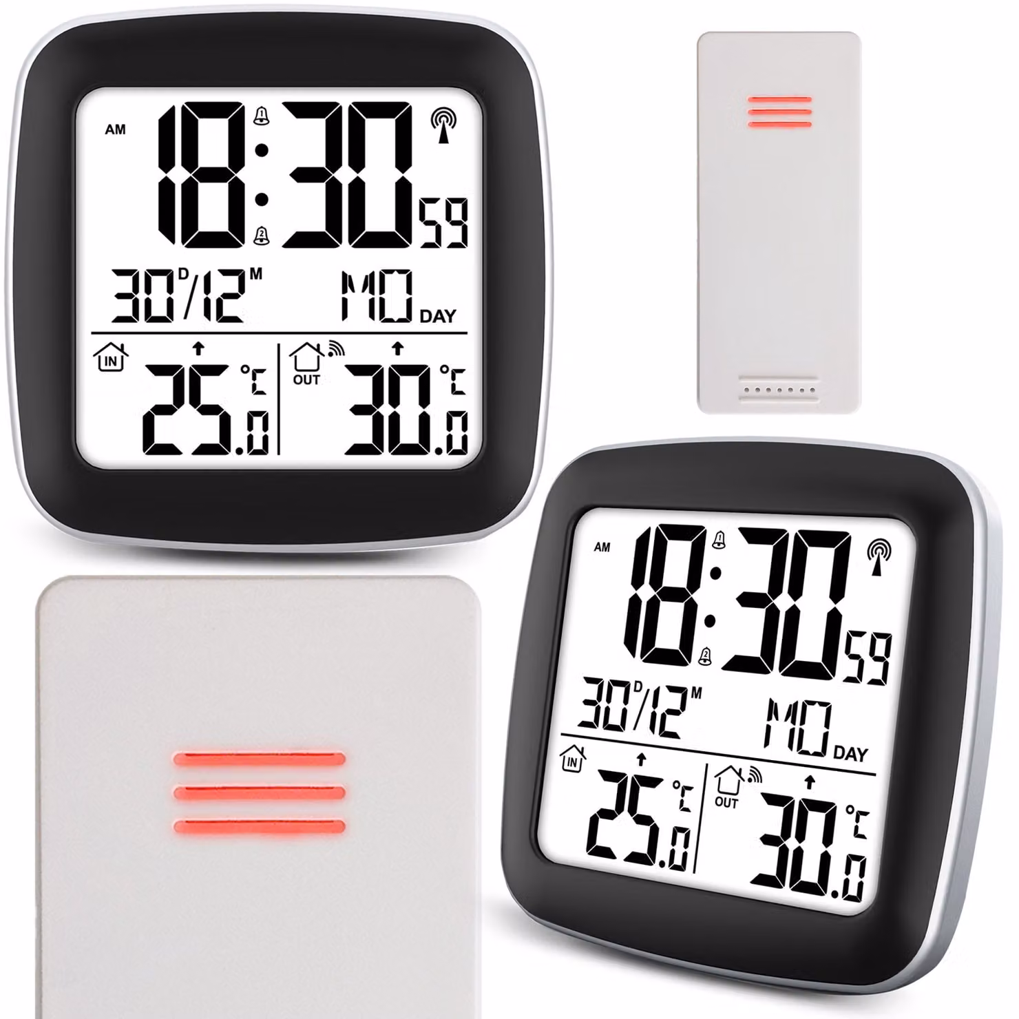 Stazione meteorologica digitale con display termometro sensore da esterno BD-903 Argento