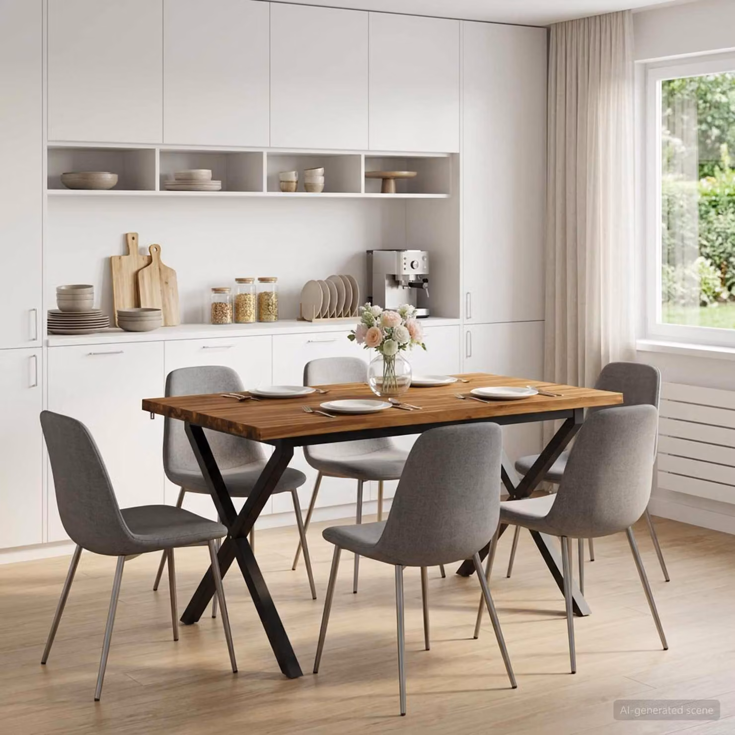 vidaXL 120 x 80 x 75 cm Legno di Acacia Massello Naturale e Nero