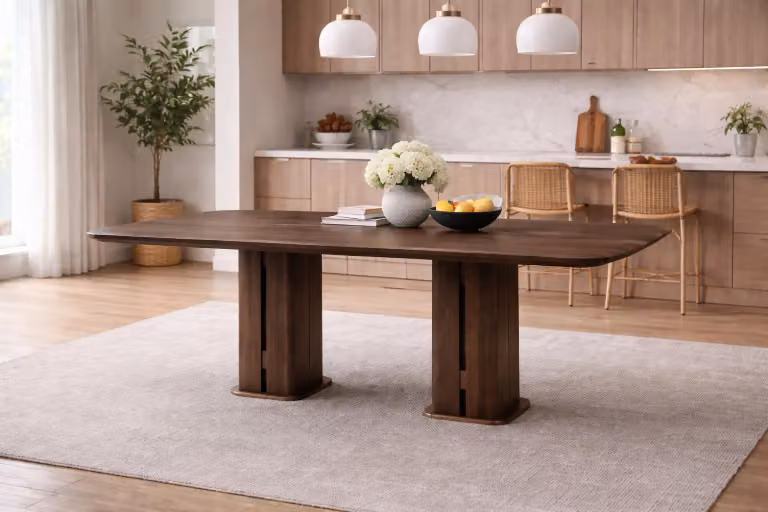 Tavolo da pranzo rettangolare marrone, tavolo da cucina moderno, tavoli in legno robusti