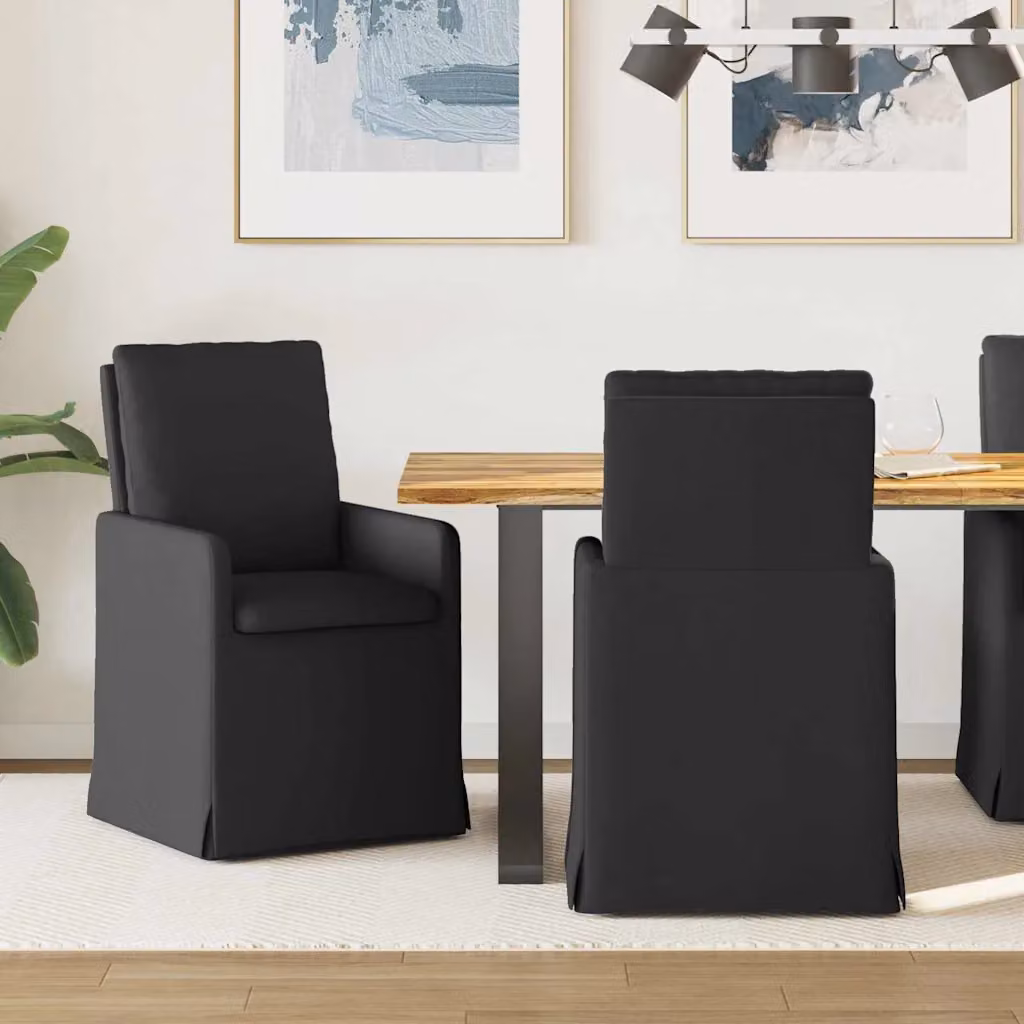 Set di 2 sedie da pranzo vidaXL in tessuto nero, L 57 cm x P 67 cm x H 98 cm – 1