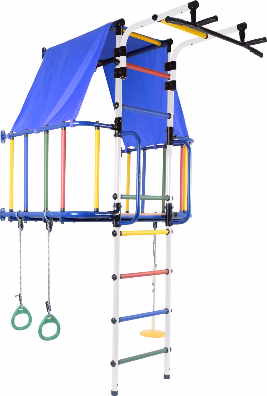 Barre a muro con casetta per bambini modulo Indaco | parete da arrampicata | struttura da arrampicata per bambini | parco giochi in metallo