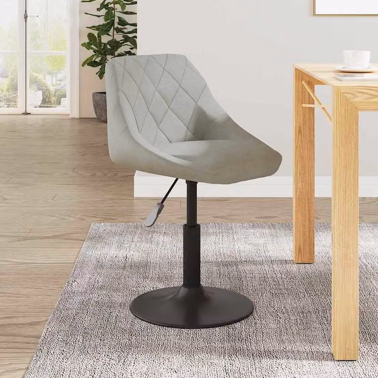 Sgabello da bar vidaXL in velluto grigio con base girevole 360 gradi e struttura in metallo
