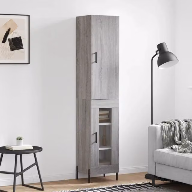 Credenza Buffet Design Mania Grigio per Cucina e Soggiorno L/P/H: 34,5 x 34 x 180 cm