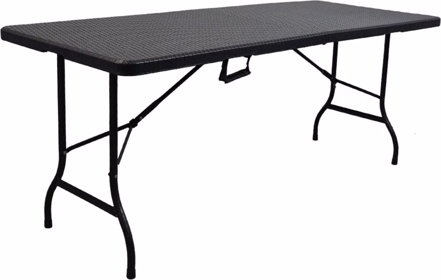 Tavolo da buffet pieghevole | HxLxP 74x180x74cm | con maniglia per il trasporto | per 8 persone | plastica resistente alle intemperie | aspetto rattan, nero | tavolo pieghevole Tavolo da campeggio portatile per giardino, terrazza e balcone Tavolo da festa