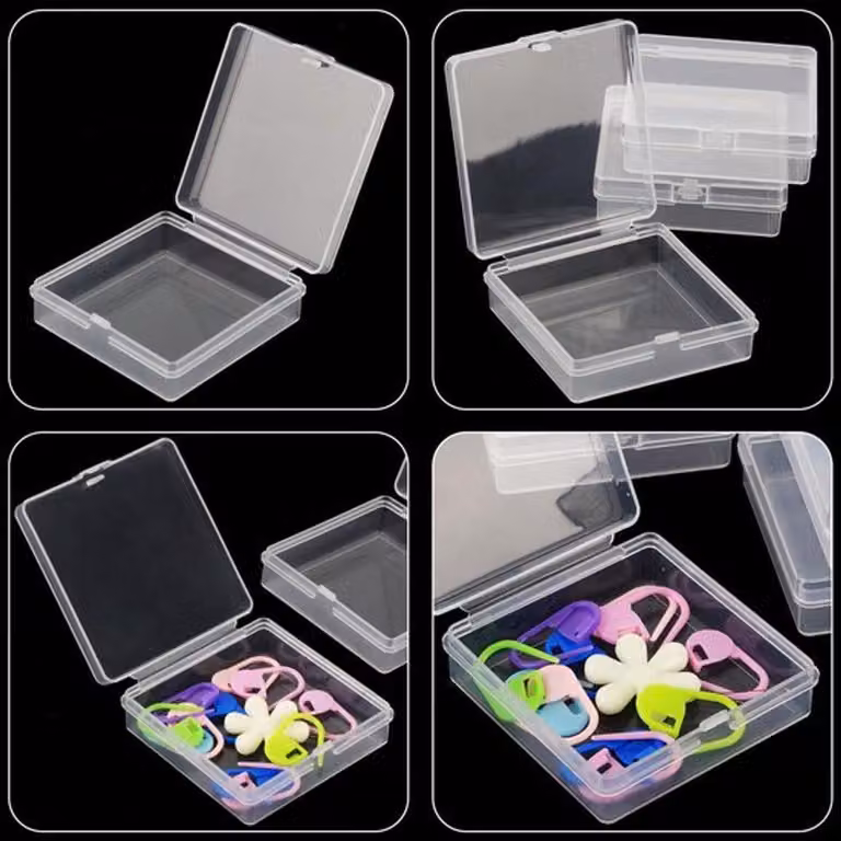 30 contenitori trasparenti con coperchio, piccoli, ideali per perline e accessori per hobby creativi, dimensioni 5,5 x 5,5 x 1,8 cm, forma rettangolare