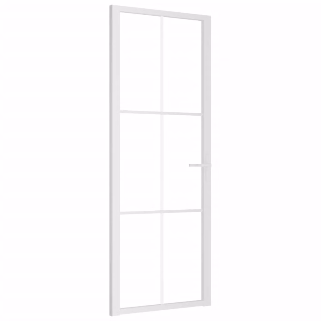 Porta Interna 76x201,5 cm Bianca in Vetro ESG e Alluminio