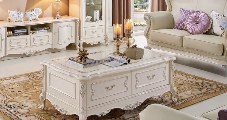 Couchtisch Klassischer Tisch Wohnzimmer Echtholz Barock Rokoko Couchtische
