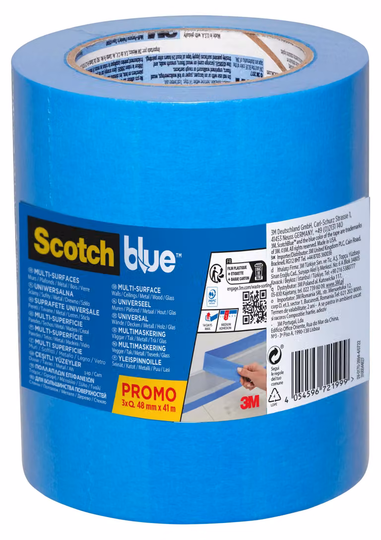 ScotchBlue™ nastro adesivo per pittori "Multi-Surface" - 48 mm x 41 m - 3 pezzi